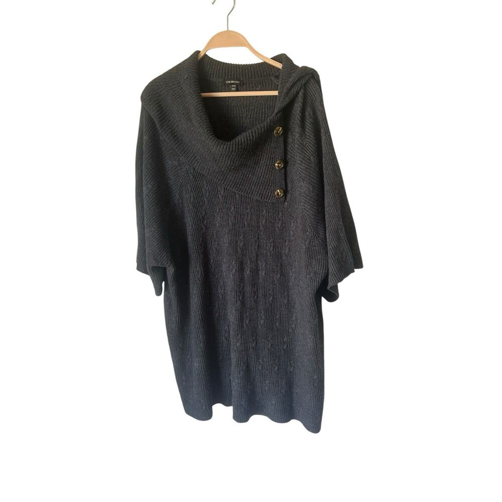 Lane Bryant Classic Split Cowl Neck Button Detail Pullover Sweater Tunic 26/28 G